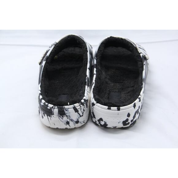 Crocs Fleece Lined Double Strap Sandals Men\'s Size 12 Black White Swirl Marble main image 5